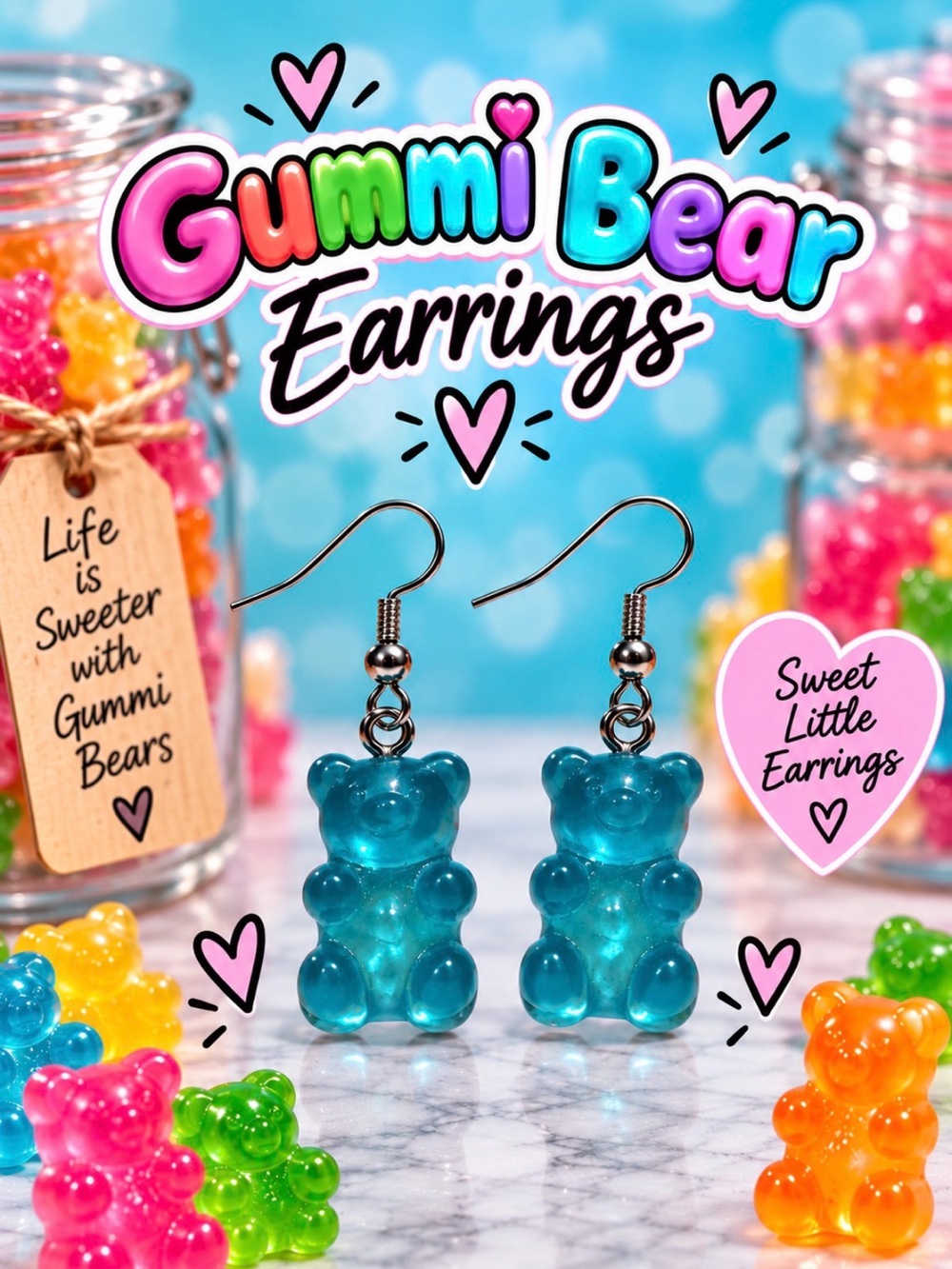 Gummi Bear Earrings - Blue